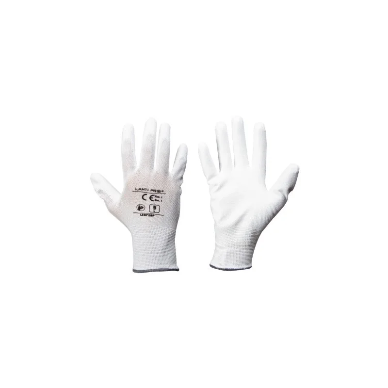Rękawice PU białe "9" paczka 12 szt. XL230709B