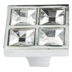 Gałka meblowa kryształ KWADRAT chrom 189GAL8