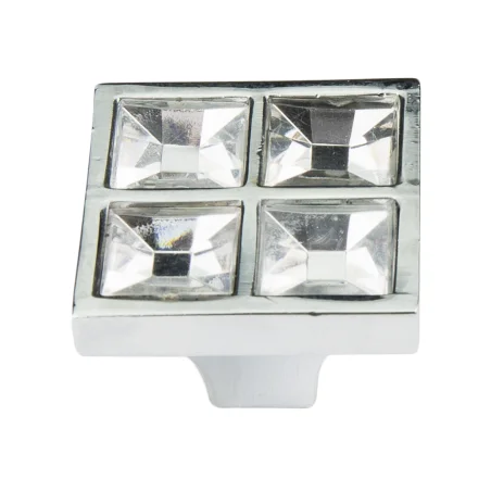 Gałka meblowa kryształ KWADRAT chrom 189GAL8
