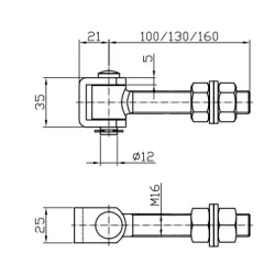 Zawias regulowany M16  długi ZAW230.69