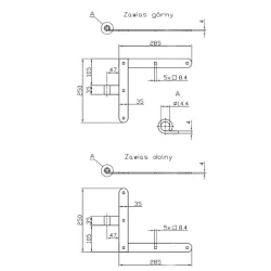 Zawias kątowy 250X285mm ZAW230.46
