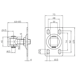 Zawias regulowany M20 z podstawą 120X75X4  ZAW230.73