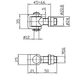 Zawias regulowany M16 z tuleją do wspawania ZAW230.75