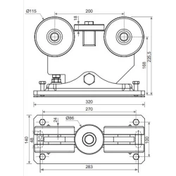 Wózek jezdny do bramy przesuwnej LWS125/L z płytką nierdzewną TOU-WOZ01.5