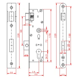 Zamek zapadkowo-zasuwkowy ZW1 72/34 ZAM187.3
