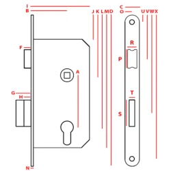 Zamek drzwiowy 72/50 mm WC ZAM38.155