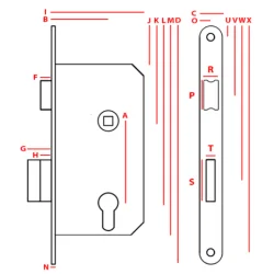 Zamek drzwiowy 72/60mm na wkładkę ZAM38.17