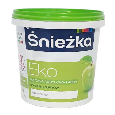 Emulsja akrylowa do ścian i sufitów ŚNIEŻKA EKO 1L biała BAWEMU10.8