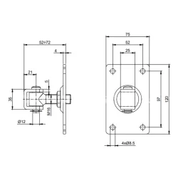 Zawias regulowany do słupka murowanego M16 ZAW230.06