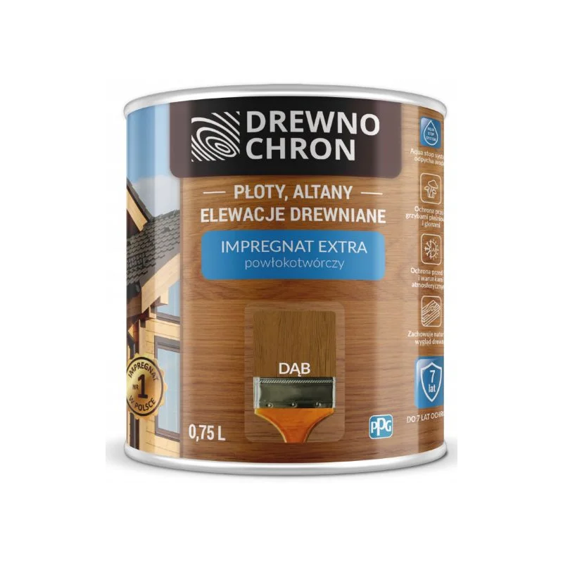 Impregnat extra powłokotwórczy DREWNO CHRON dąb 0,75L. BAWDRE10.57