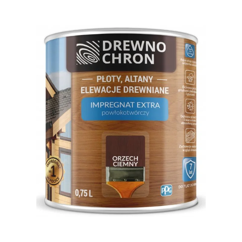 Impregnat extra powłokotwórczy  DREWNO CHRON orzech ciemny 0,75L. BAWDRE10.18