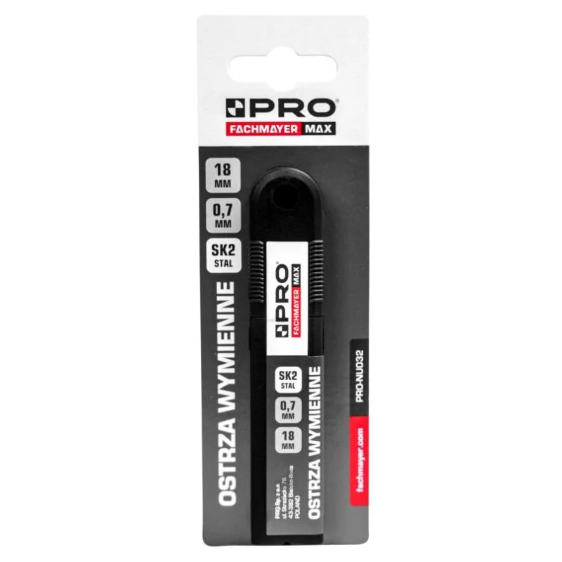 Ostrza wymienne SK2 18mm grubość 0,7mm czarne  zestaw 10szt. PROOST01.2