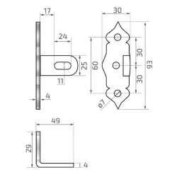 Uchwyt montażowy szeroki 95x50mm ozdobny POS64.801