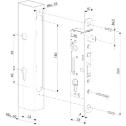 Zamek H-METAL hakowy WADZAM01.12
