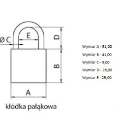 Kłódka pałąkowa KZE-50  KLO126.04