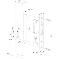 Zamek wpuszczany H-compact do bram przes.WADZAM01.14