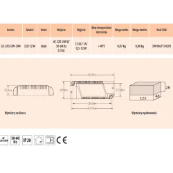 Zasilacz LED 12W 12V  IP20 YLDZAS12W30N 