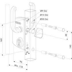 Zamek LSKZ60U2 do bram przesuwnych WADZAM01.3
