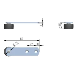 Rolka pionowa Φ29 z oponką ROL205.23