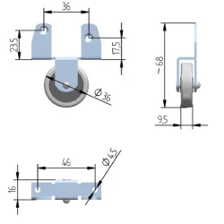 Rolka Φ36 z oponką ROL205.22