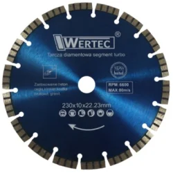 Tarcza diamentowa segmentowa turbo 230mm WERTEC  EN-TARSEGT230