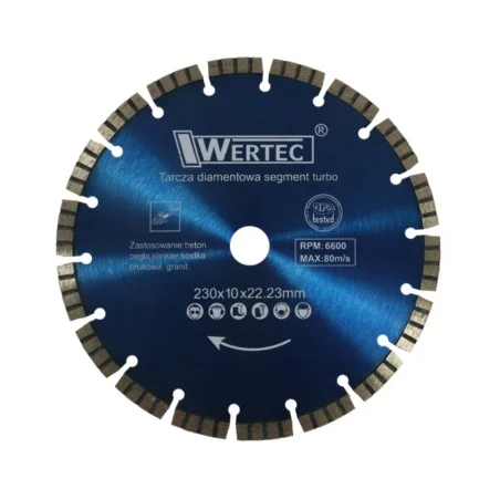 Tarcza diamentowa segmentowa turbo 230mm WERTEC  EN-TARSEGT230
